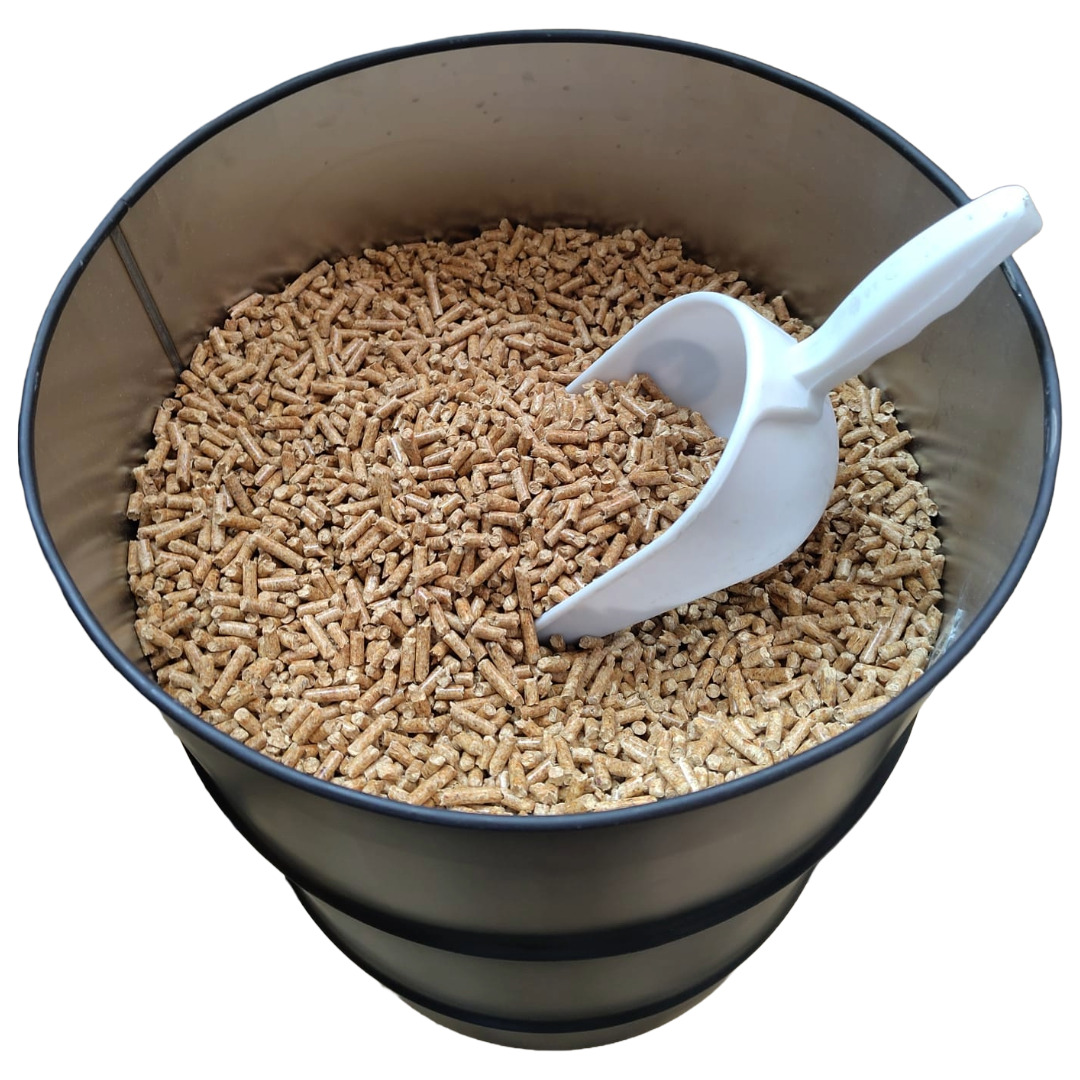 Pelletbehälter, Pelletbox, rund, metall mit Holzdeckel - Image 8