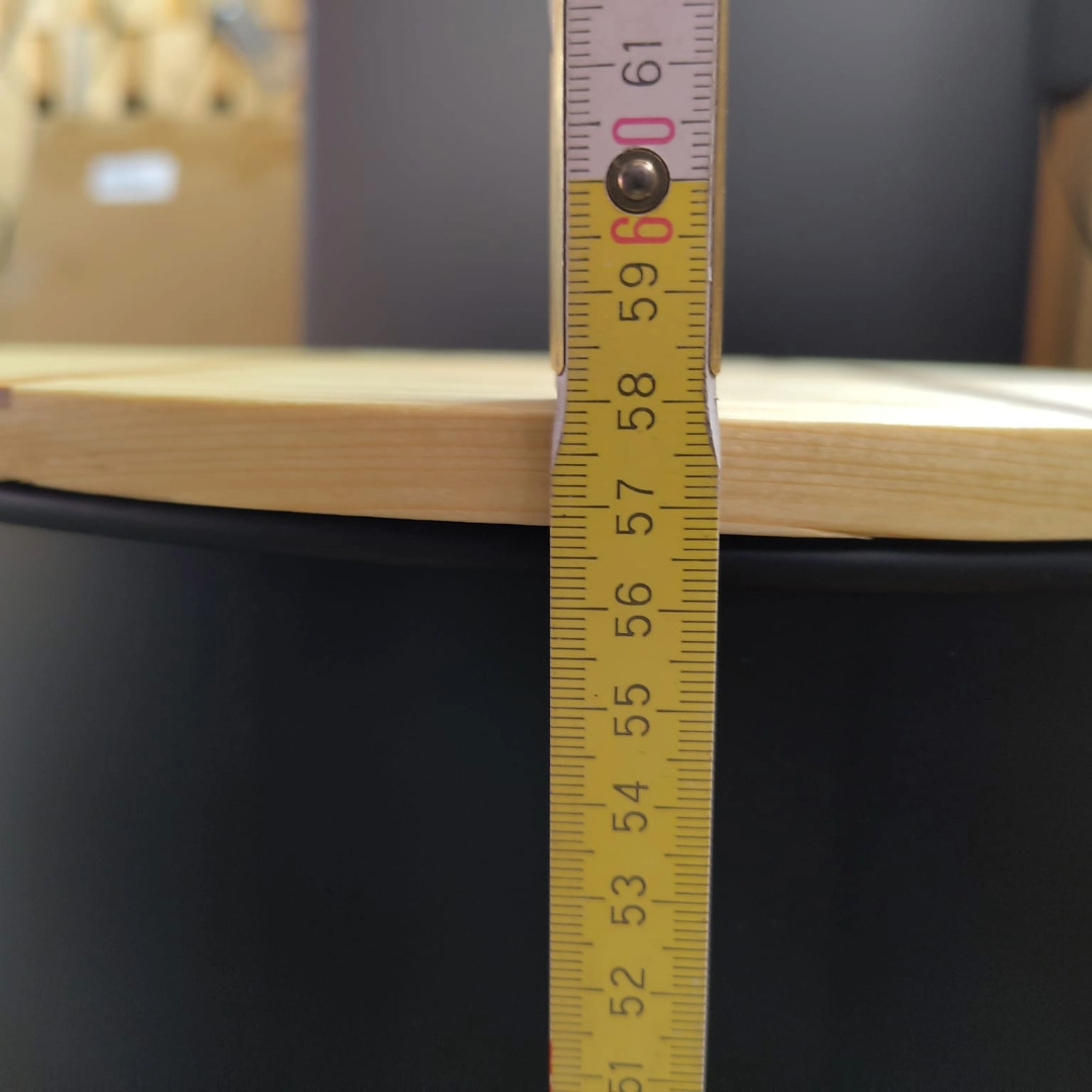 Pelletbehälter, Pelletbox, rund, metall mit Holzdeckel - Image 5